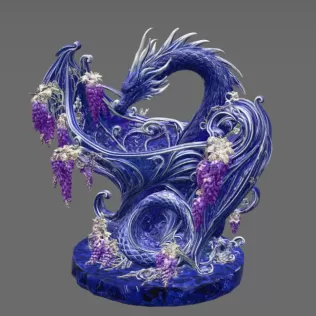 Midnight Wisteria Dragon Bowl STL File for 3D Print - Model thumbnail 7