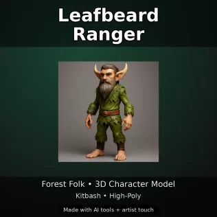 Woodland Fae Character Pack (10 High-Poly Kitbash Figures) - Model thumbnail 6