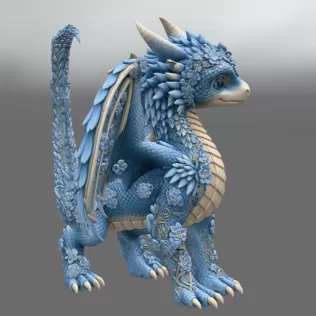 Azure Blossom Dragon STL File for 3D Print - Model thumbnail 10