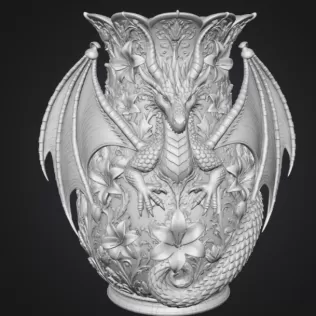 Royal Blue Lily Dragon Vase STL File for 3D Print - Model thumbnail 14