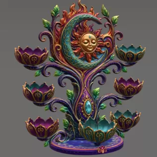 Celestial Sun and Moon Organizer STL File for 3D Print - Model thumbnail 12