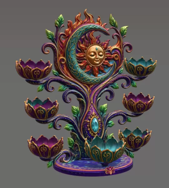 Celestial Sun and Moon Organizer STL File for 3D Print - Model preview 12