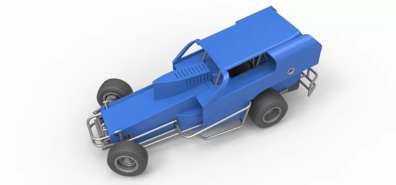 Vintage Dirt Modified stock car Version 2 while turning 1:25 - Model preview 4