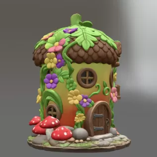 Whimsical Fairy Garden Cottage STL File 3D Printable - Model thumbnail 6