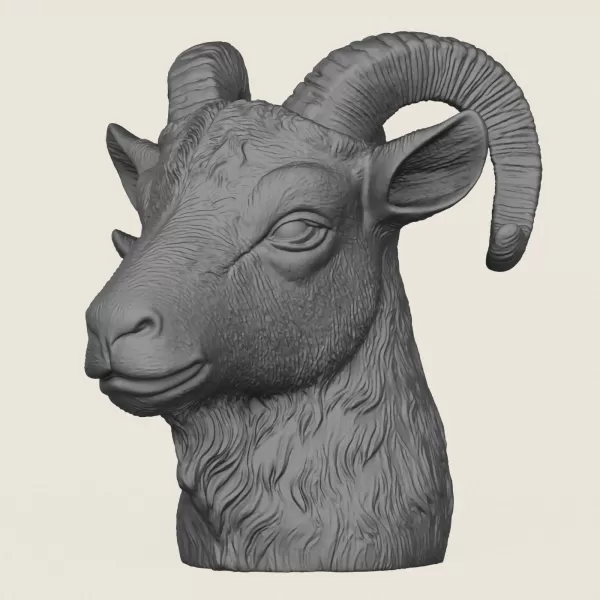 Goat Head Vase Print Ready 3D Model - Model preview 1