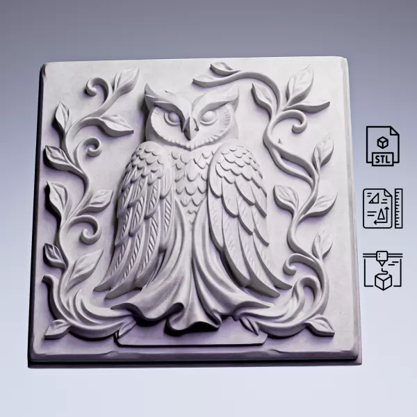 Decorative Owl Panel #RoZ - Model preview 2