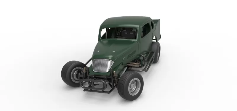 Vintage Dirt Modified stock car while turning Scale 1:25 - Model preview 5