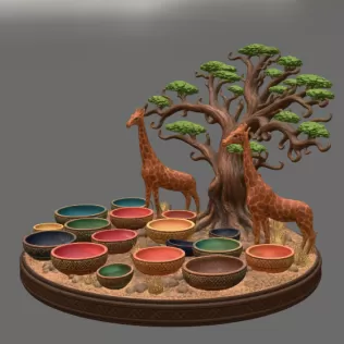 African Savanna Giraffe Bowl Organizer STL File for 3D Print - Model thumbnail 12
