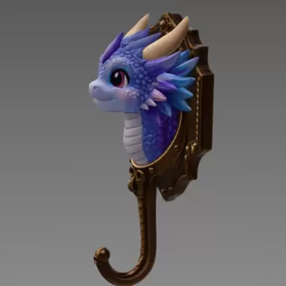 Cute Dragon Wall Hook – STL File for 3D Printing - Model thumbnail 5
