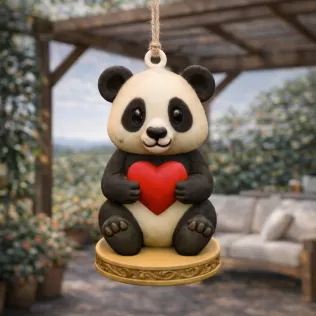 Panda with Heart — Cute Panda Figurine / Pendant / Keychain - Model thumbnail 6