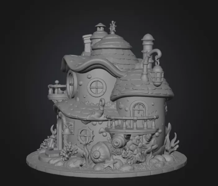 Seaside Fantasy Cottage STL File for 3D Print - Model preview 13