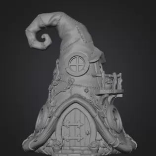 Whimsical Wizard Hat House STL File 3D Printable - Model thumbnail 7