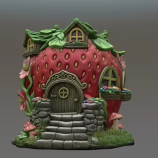 Strawberry Fairy Cottage STL File 3D Printable - Model thumbnail 3