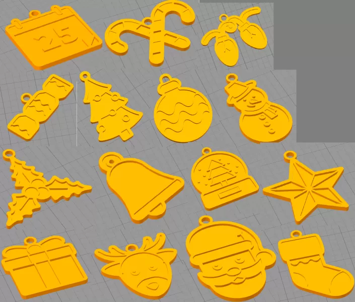 15 psc Christmas tree decorations - Model preview 1
