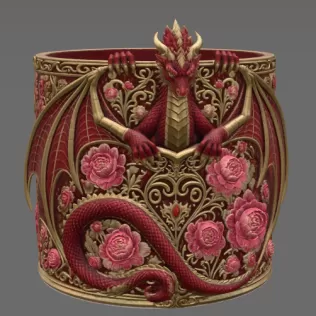 Ruby Rose Dragon Planter STL File for 3D Print - Model thumbnail 7