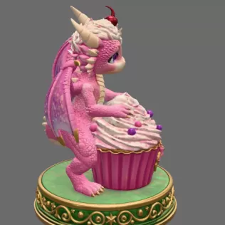 Cute Fantasy Dessert Dragon STL for 3D Printing - Model thumbnail 6