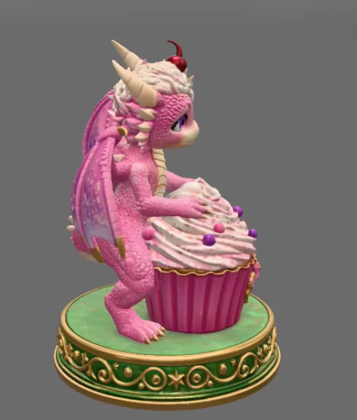 Cute Fantasy Dessert Dragon STL for 3D Printing - Model preview 6