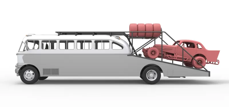 Vintage Transporter truck for Race car Version 8 Scale 1:25 - Model preview 3