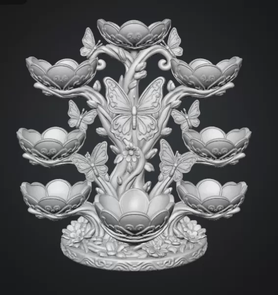 Butterfly Flower Bowl Organizer STL File for 3D Print - Model preview 13