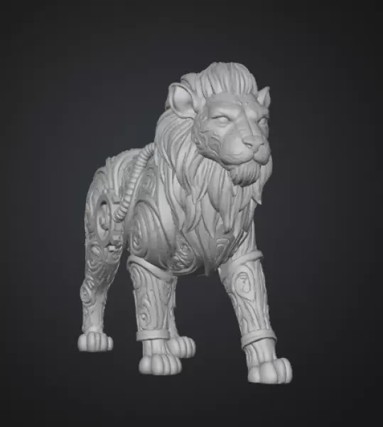 Ornate Lion Statue (High Detail) - Model preview 5