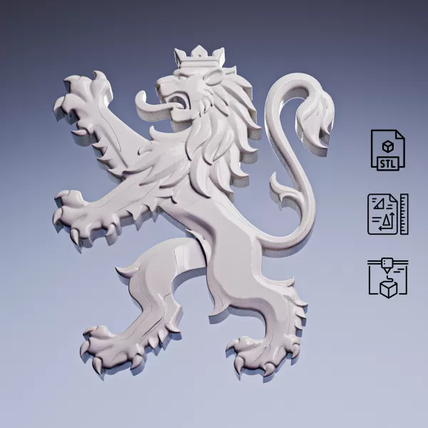 Crowned Heraldic Lion Emblem #RoZ - Model preview 1
