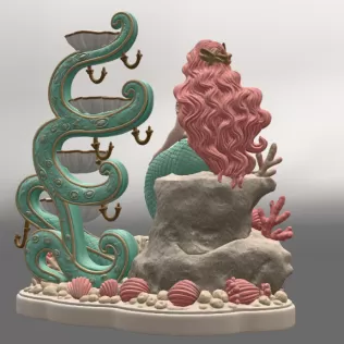 Mermaid Shell Jewelry Organizer STL File for 3D Print - Model thumbnail 11