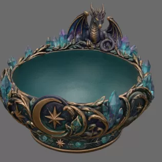 Celestial Crystal Dragon Bowl STL File for 3D Print - Model thumbnail 8