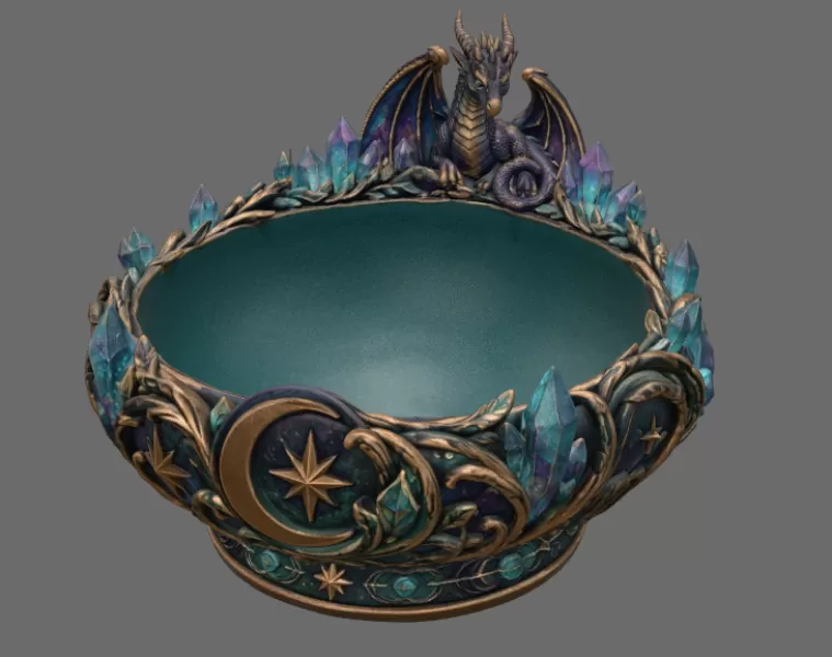 Celestial Crystal Dragon Bowl STL File for 3D Print - Model preview 8