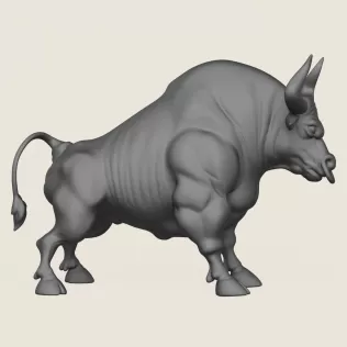 Muscular Young Bull Print Ready 3D Model - Model thumbnail 3