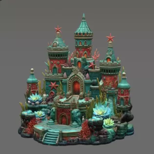 Coral Kingdom Fantasy Castle STL File for 3D Print - Model thumbnail 10