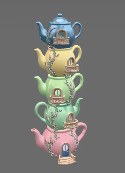 Enchanted Teapot Tower STL File for 3D Printing - Model preview 3
