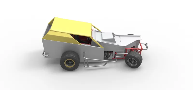 Vintage Dirt Modified stock car V7 while turning Scale 1:25 - Model preview 23