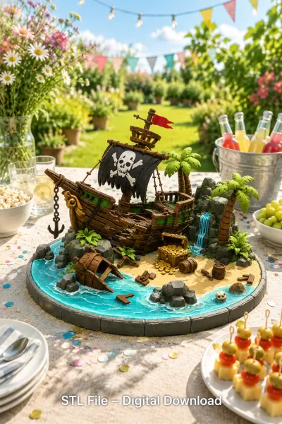 Pirate Treasure Island Shipwreck STL File for 3D Print - Model preview 2