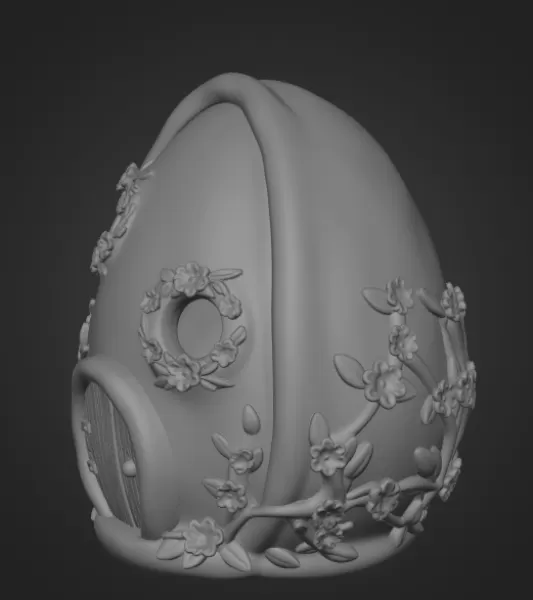 Floral Fantasy Egg House - STL File 3D Printable - Model preview 9