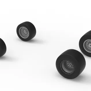 Wheel Set of Vintage Pavement Silver Crown Car Scale 1:25 - Model thumbnail 7