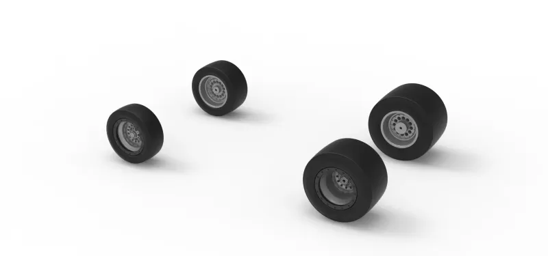 Wheel Set of Vintage Pavement Silver Crown Car Scale 1:25 - Model preview 7