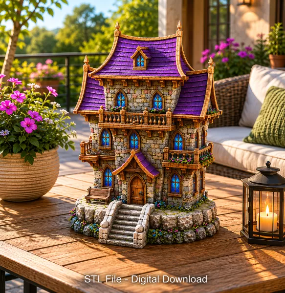 Fantasy Medieval House STL for 3D Printing - Model preview 1