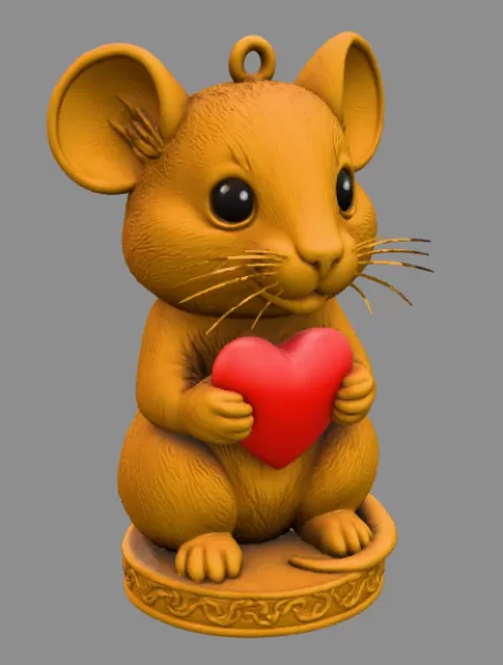 Cute Mouse with Heart – 3D Printable STL File - Model preview 6