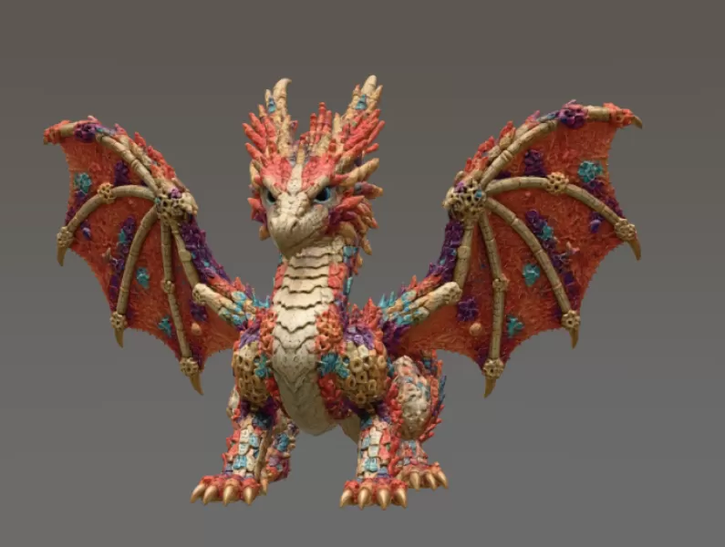 🐉 Coral Reef Dragon STL File for 3D Print - Model preview 4