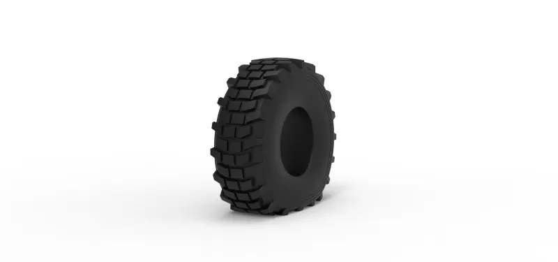 Military truck tire 5 deflated Scale 1:25 - Model preview 2