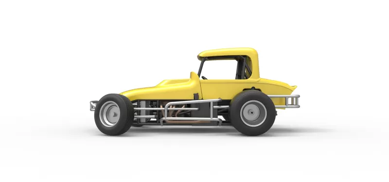 Vintage Sprint car while turning Version 2 Scale 1:25 - Model preview 7