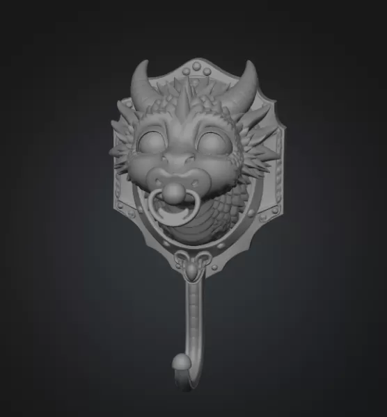 Baby Dragon Wall Hook STL File for 3D Printing - Model preview 8
