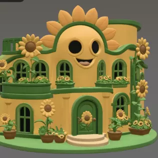 🌻 Happy Sunflower House STL File for 3D Print - Model thumbnail 7