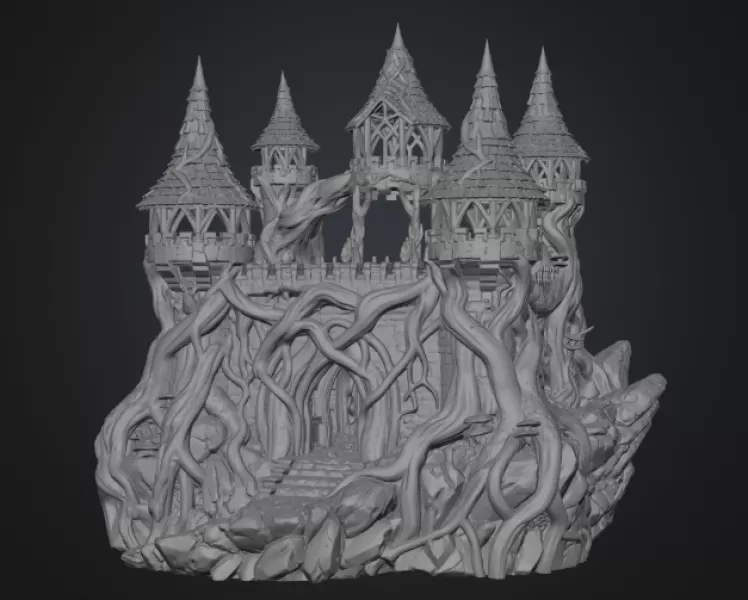 Enchanted Thornwood Fortress STL File for 3D Print - Model preview 7