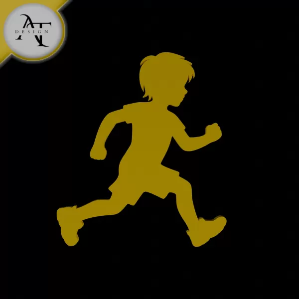 Child Run - Silhouette - 2D Wall Art Decor - Model preview 1