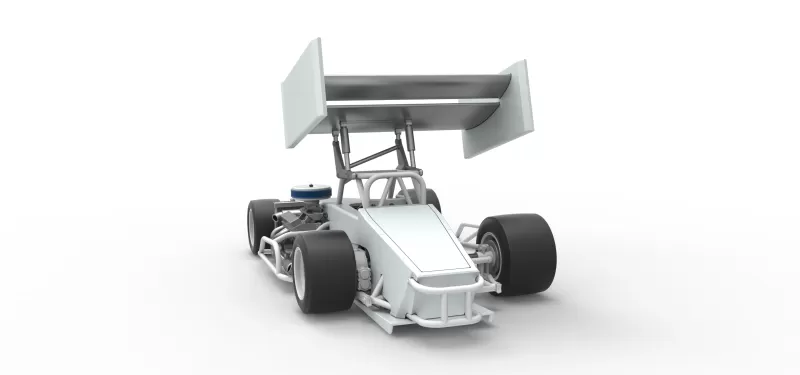 Supermodified front engine Winged race car V4 Scale 1:25 - Model preview 13