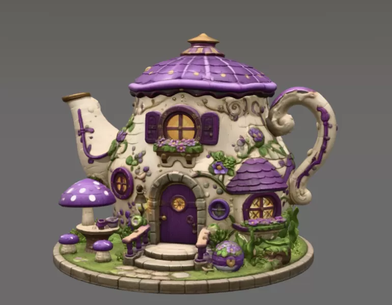 Enchanted Teapot Cottage STL File for 3D Print - Model preview 7
