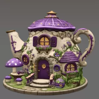 Enchanted Teapot Cottage STL File for 3D Print - Model thumbnail 7