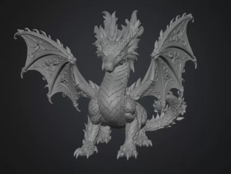 Spring Blossom Dragon STL File for 3D Print - Model preview 9