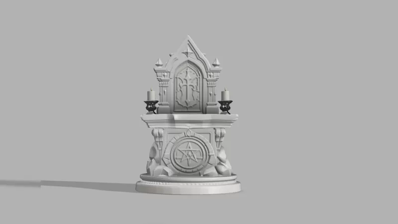 Mini Gothic Altar with Candles - Fantasy Halloween Prop - Model preview 2